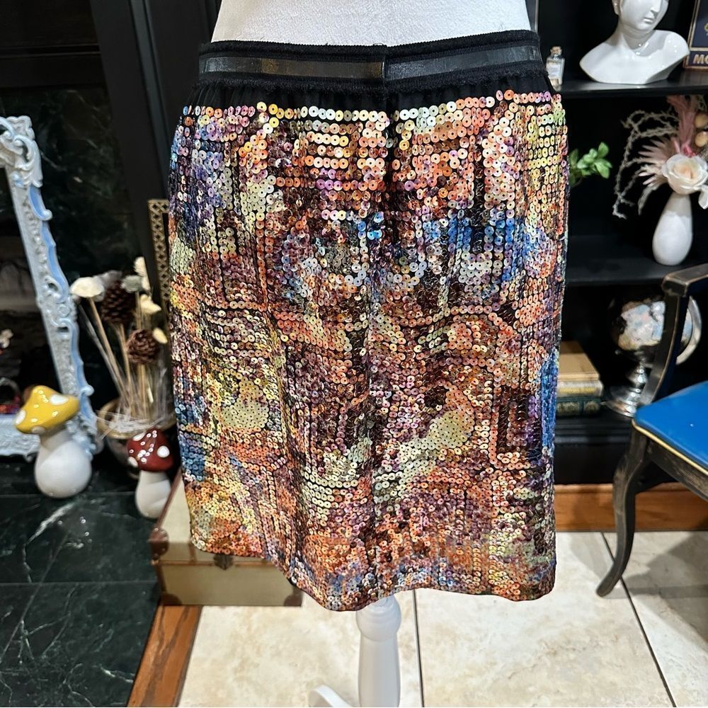 Lida Baday Sequin Multi‑Colored Mini Skirt – Size 8